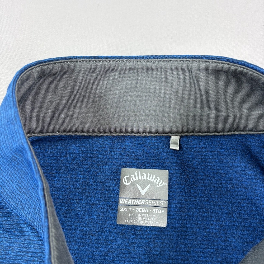 Callaway Golf Shirt Mens 3XLT Tall Blue 1/4 Zip Pullover Weather Series Stretch - Picture 4 of 11